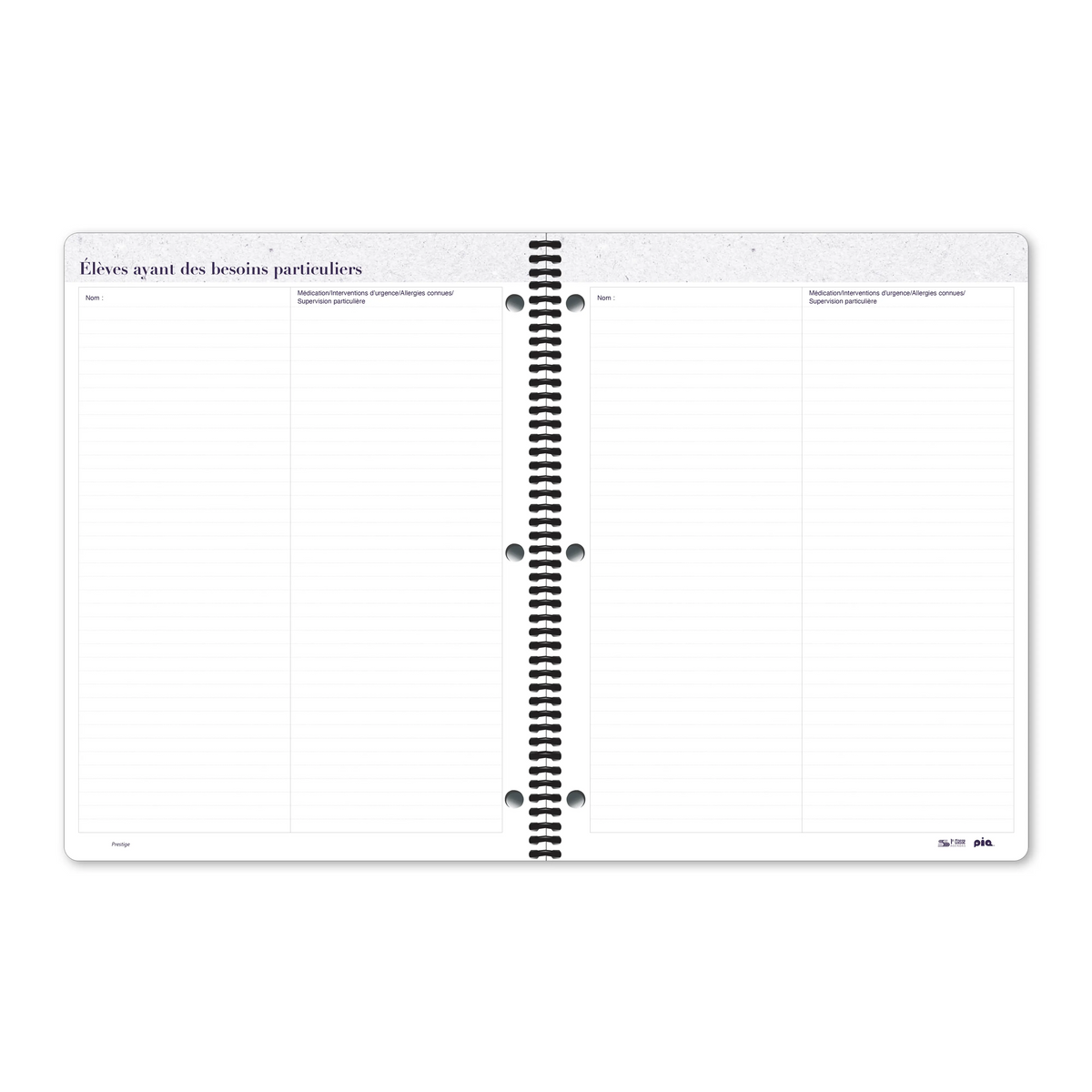 Cahier de planification Prestige